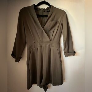 Topshop Olive Long Sleeve Dress